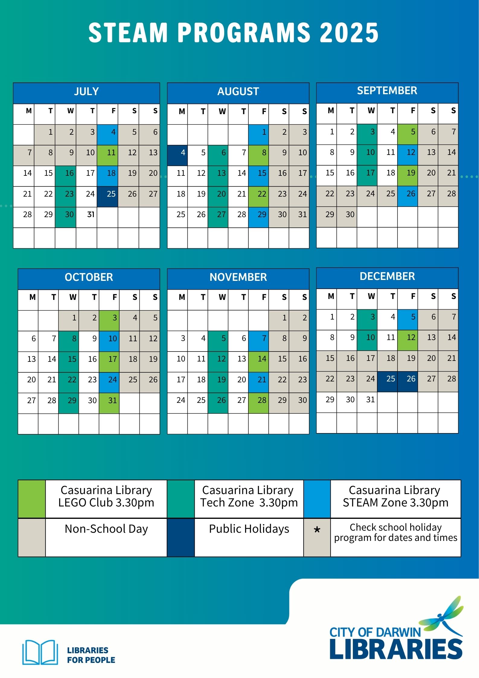 STEAM Zone July-December 2025 Calendar