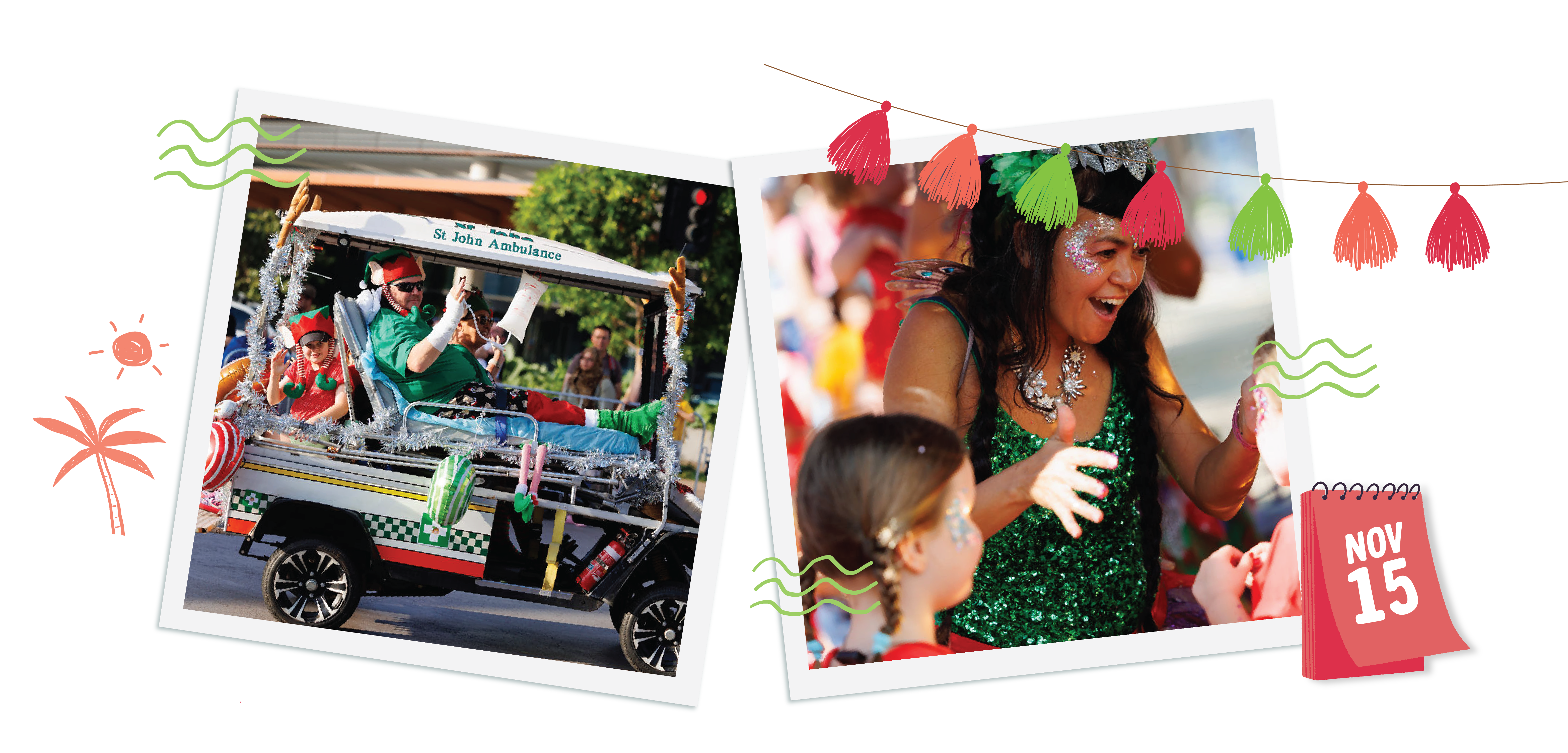 float in parade and facepainter